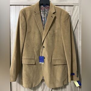ALAN FLUSSER Tan Pin Cord Sport Coat SZ L NWT